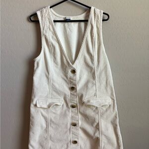 American Eagle Outfitters Cream Button-Down Midi Dress